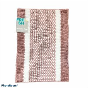 Brand New Fresh Home Chenille Rug Pink and White